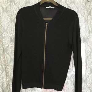Black zip up Cabi cardigan